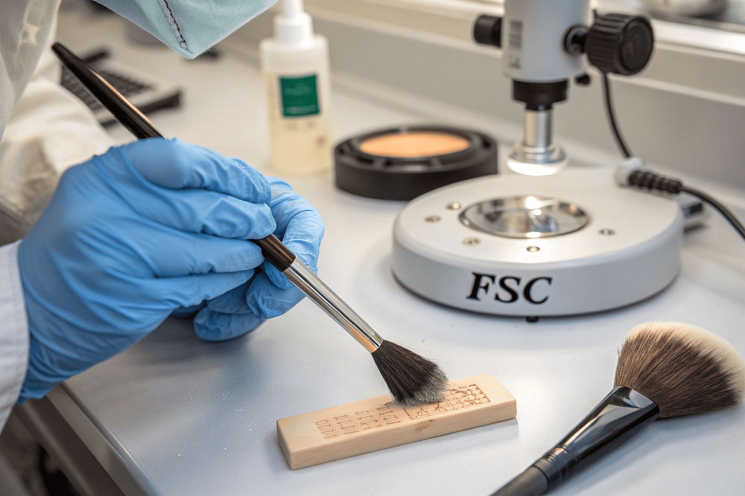 Lab quality test of FSC certified makeup brush