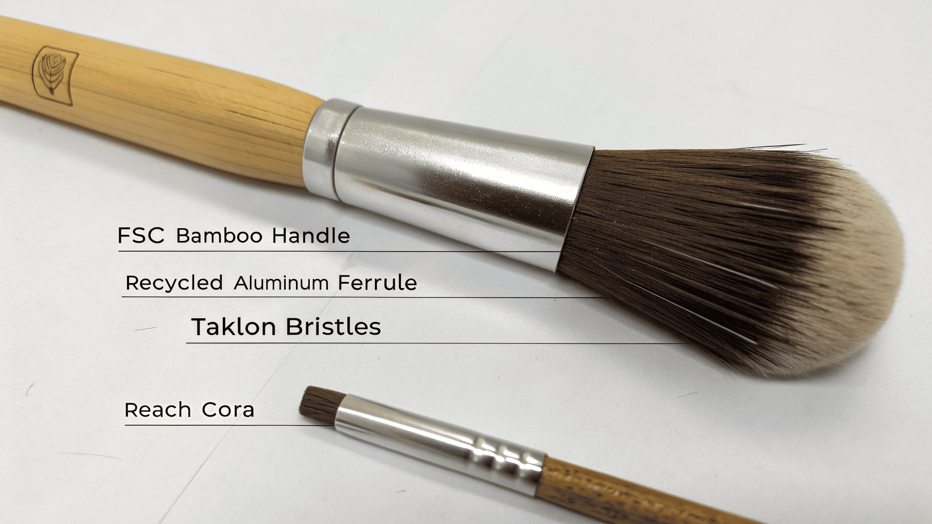 Close-up of FSC bamboo brush components