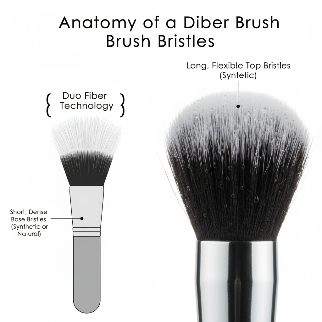 A diagram or close-up photo illustrating the two bristle layers of a duo fiber brush.
