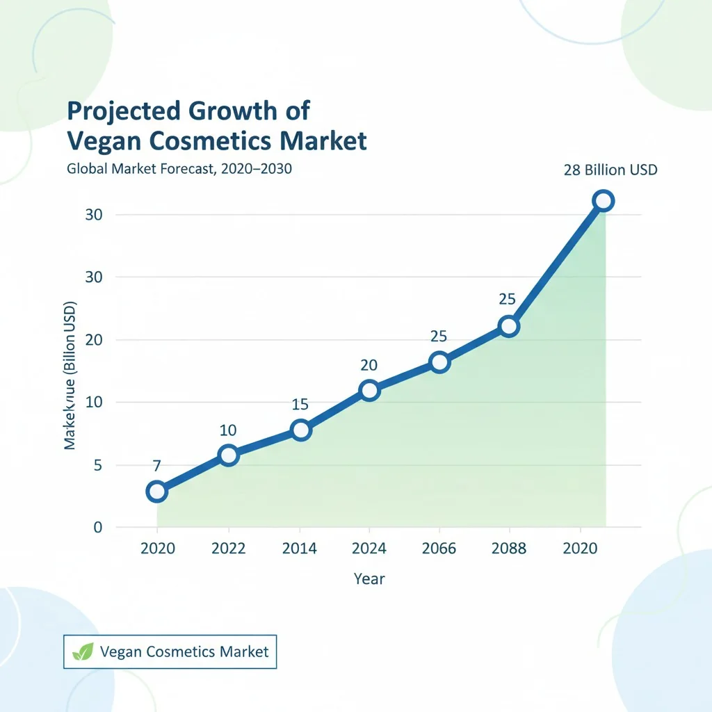 A graph showing the projected growth of the vegan cosmetics market.