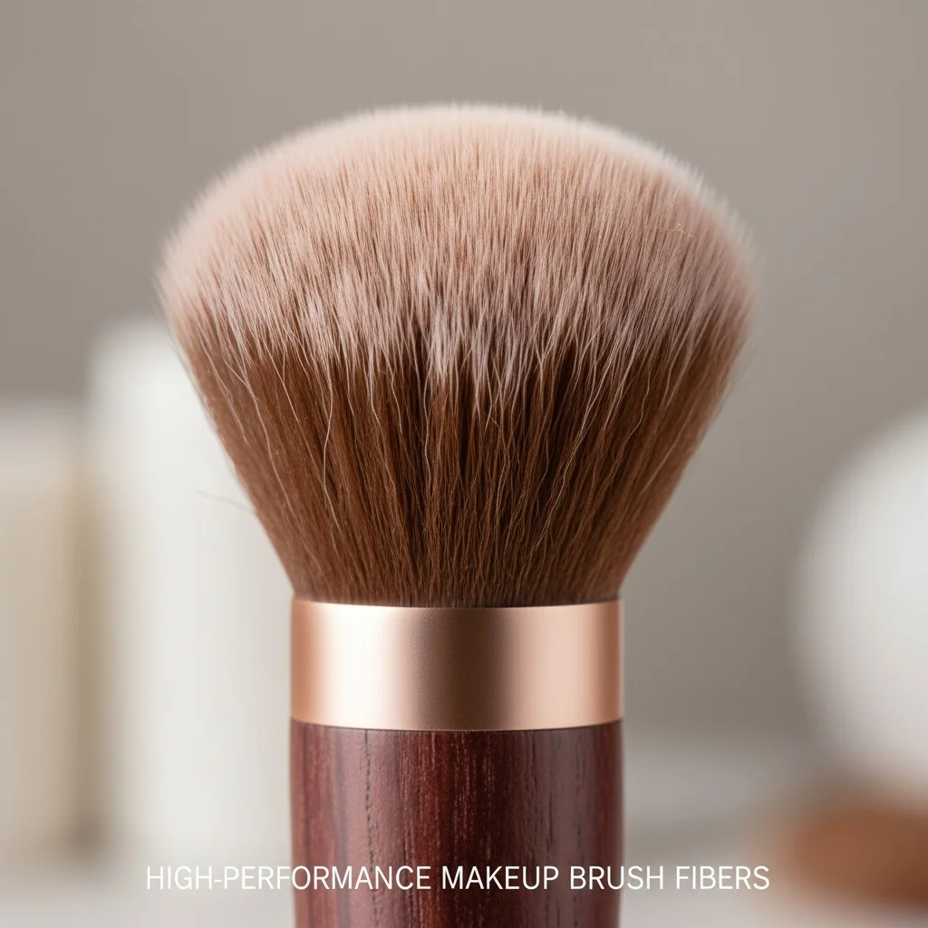 Close-up shot of a perfectly bundled, dense makeup brush head showing individual fibers.