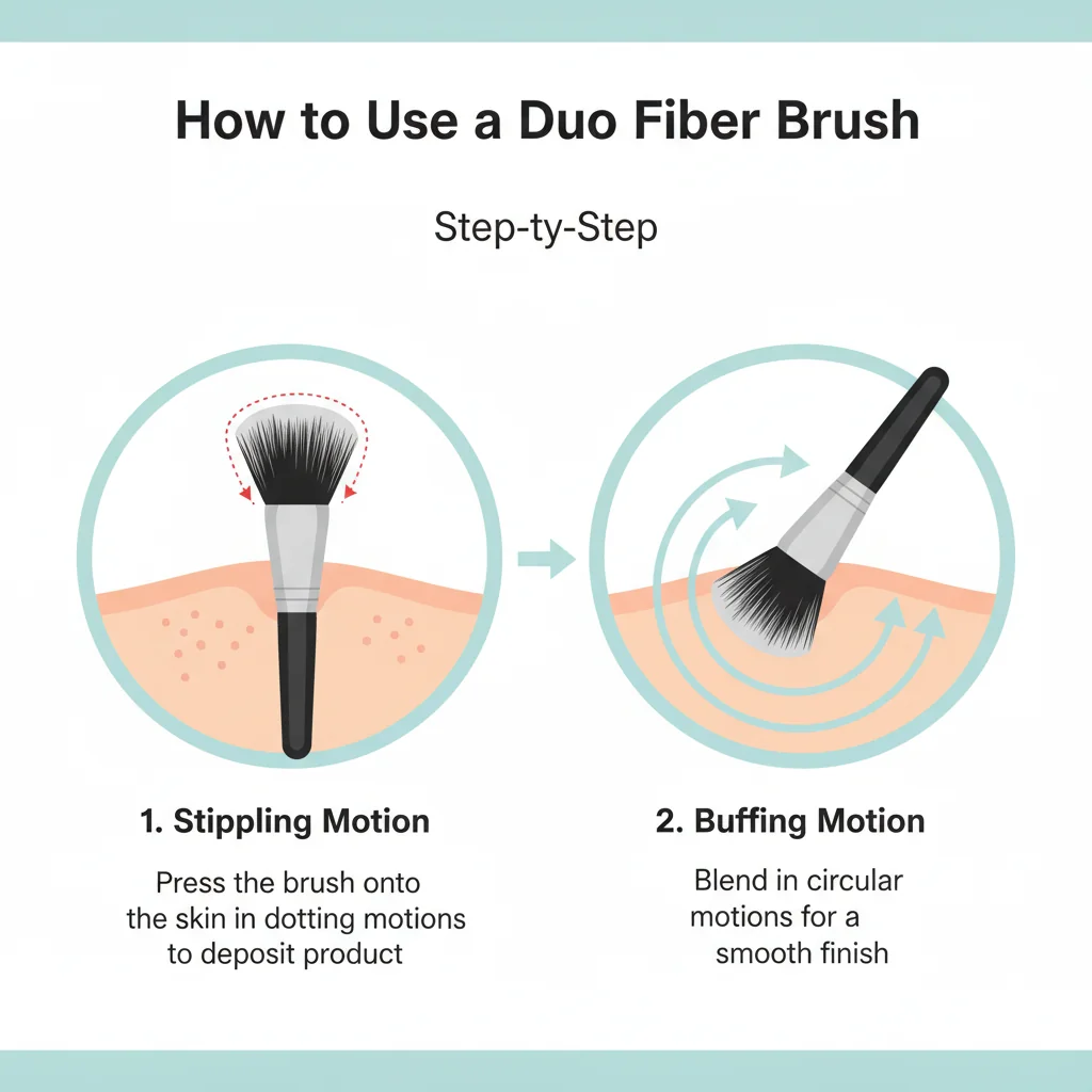 A step-by-step infographic showing the stippling and buffing motions.