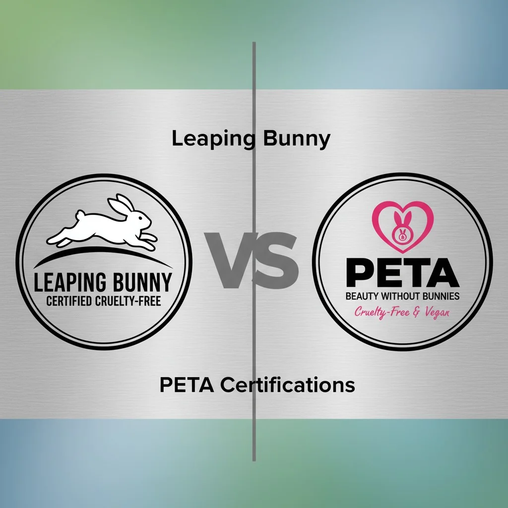 Logos of Leaping Bunny and PETA's Beauty Without Bunnies side-by-side.