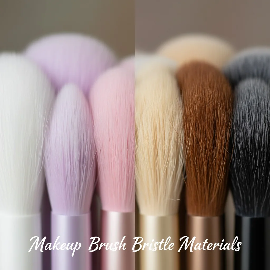 Close-up shot of different brush bristles, showing synthetic and natural textures.