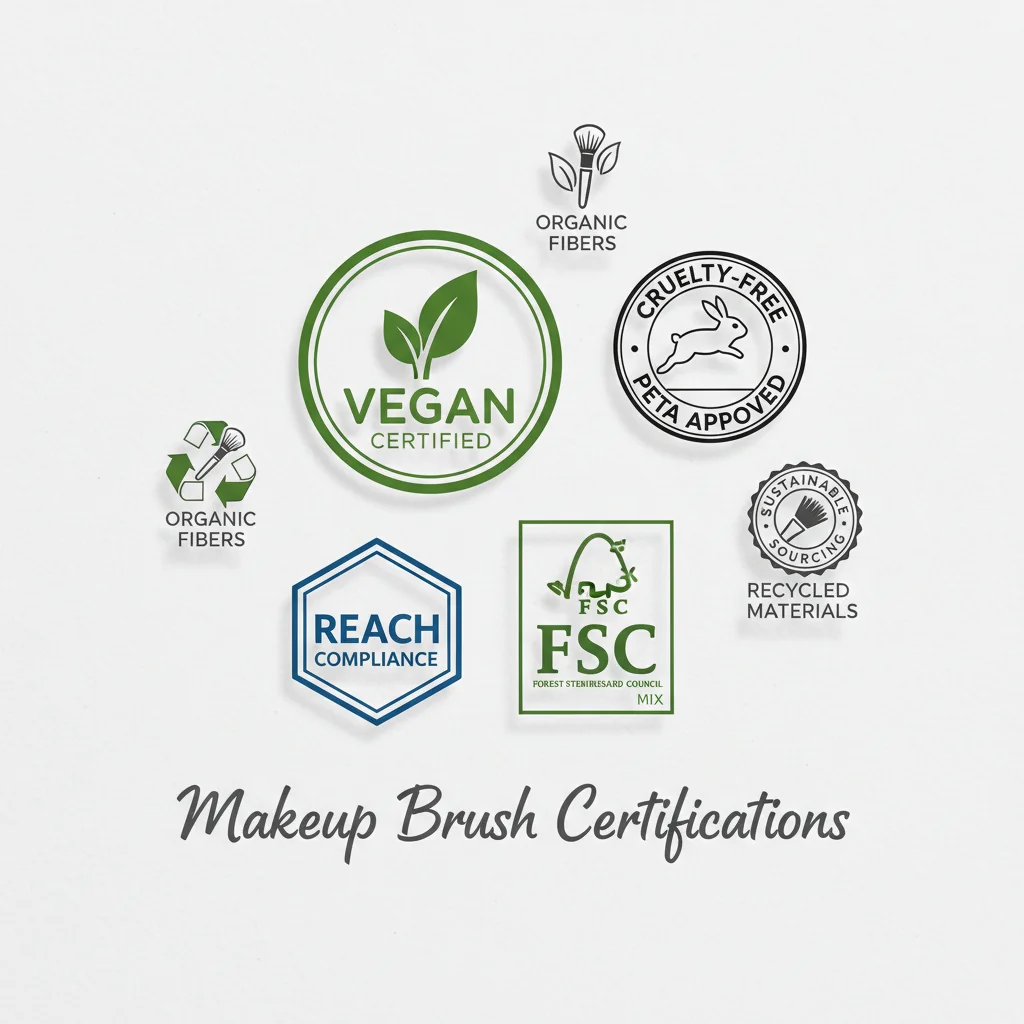 An image displaying logos of important certifications like Vegan, Cruelty-Free, FSC, and REACH.