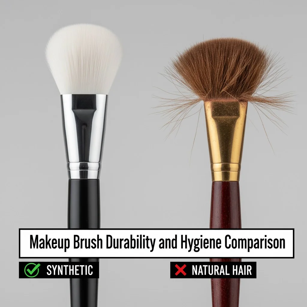 Side-by-side comparison of a clean, well-maintained synthetic brush and a frayed natural hair brush.