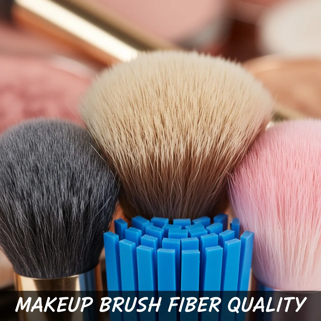 Close-up shot of different makeup brush fibers showing their texture and density.