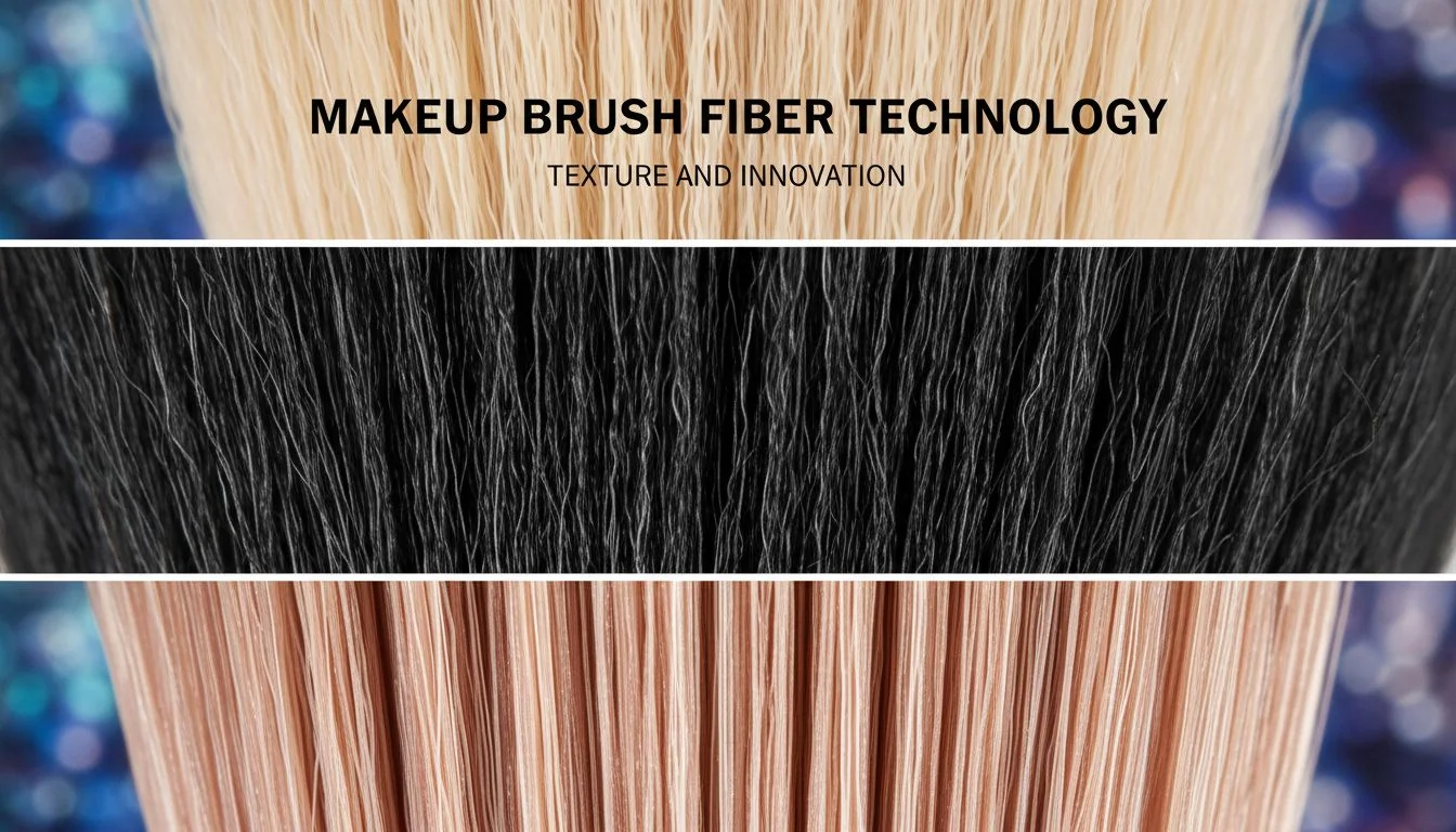 Makeup Brush Fiber Technology Close-up shot of different makeup brush fibers, showing their texture