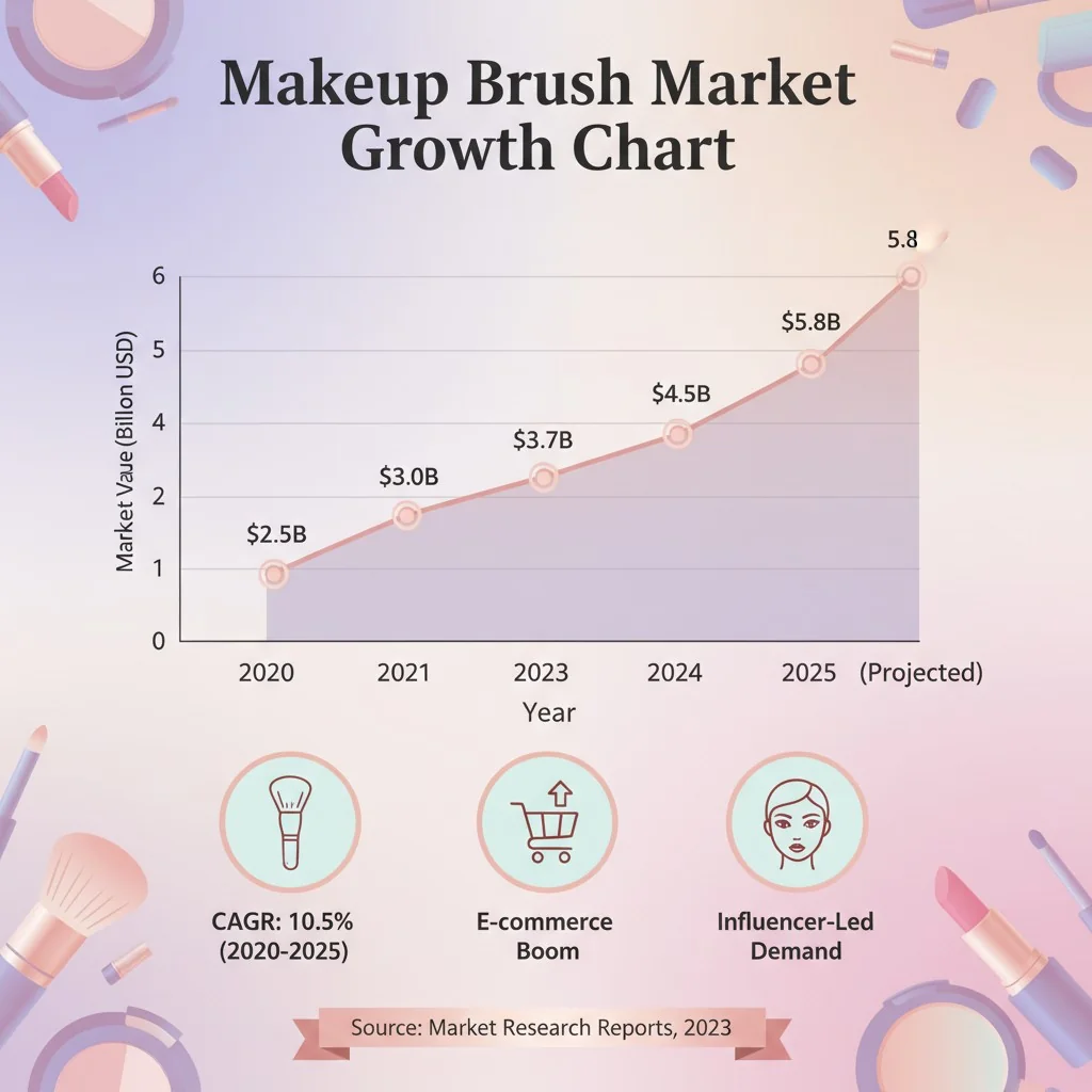 An infographic showing the growth of the makeup brush market