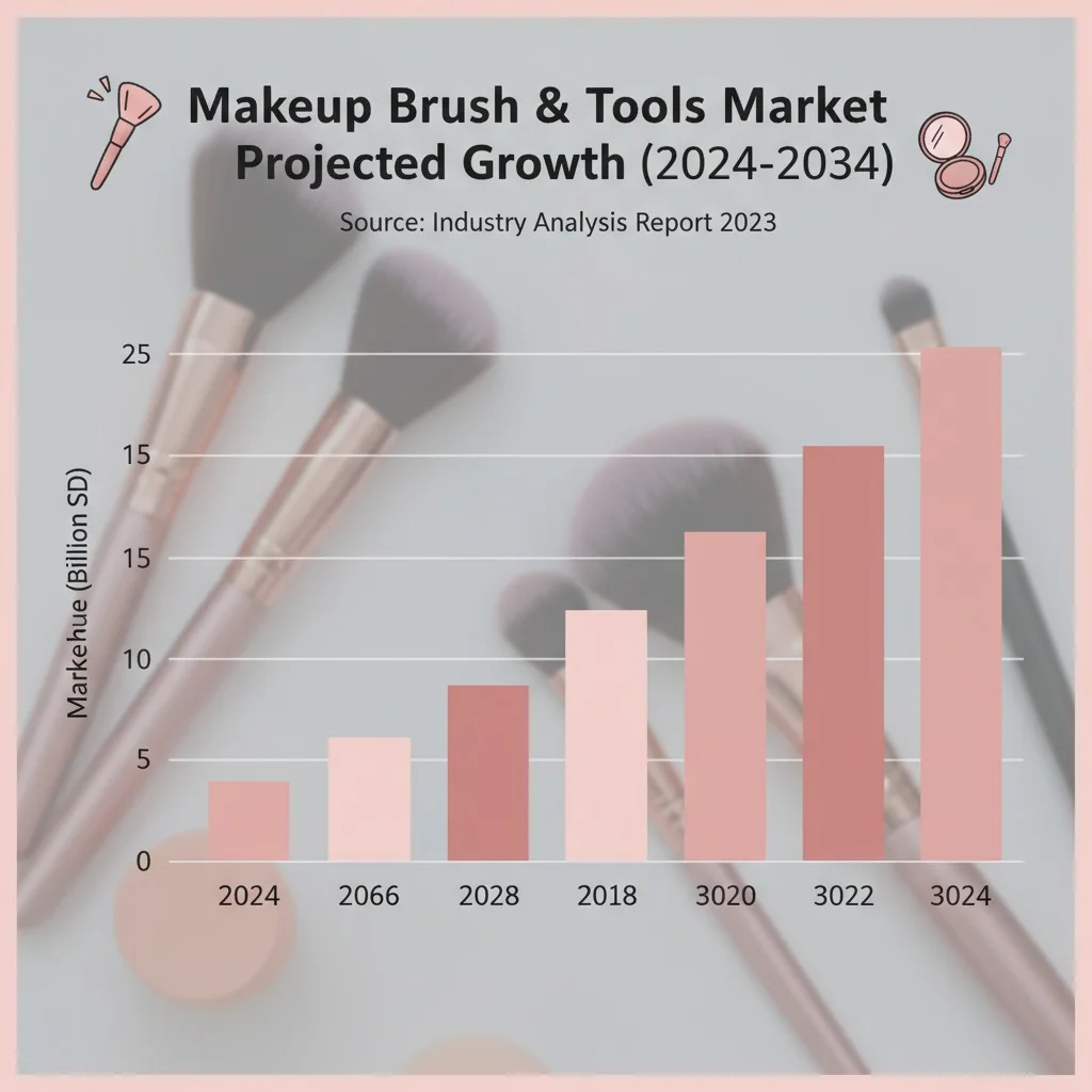 A graph showing the projected growth of the makeup brush and tools market from 2024 to 2034.