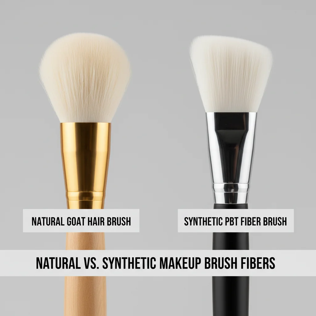 A side-by-side comparison of a natural goat hair brush and a synthetic PBT fiber brush.