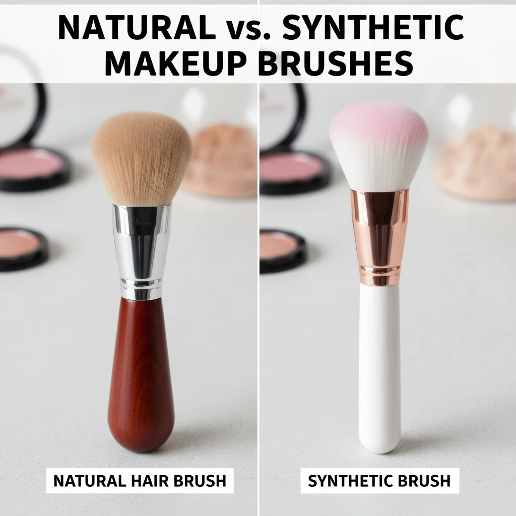 Side-by-side comparison of a natural hair brush and a synthetic brush