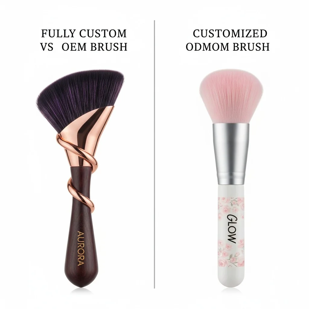 Side-by-side comparison of a fully custom OEM brush and a customized ODM brush