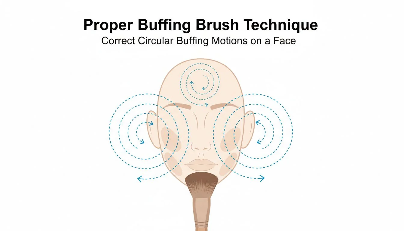 A diagram showing the correct circular buffing motions on a face