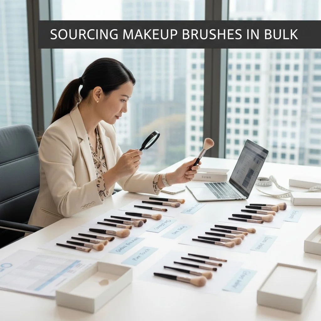 A sourcing manager comparing makeup brush samples from different suppliers.