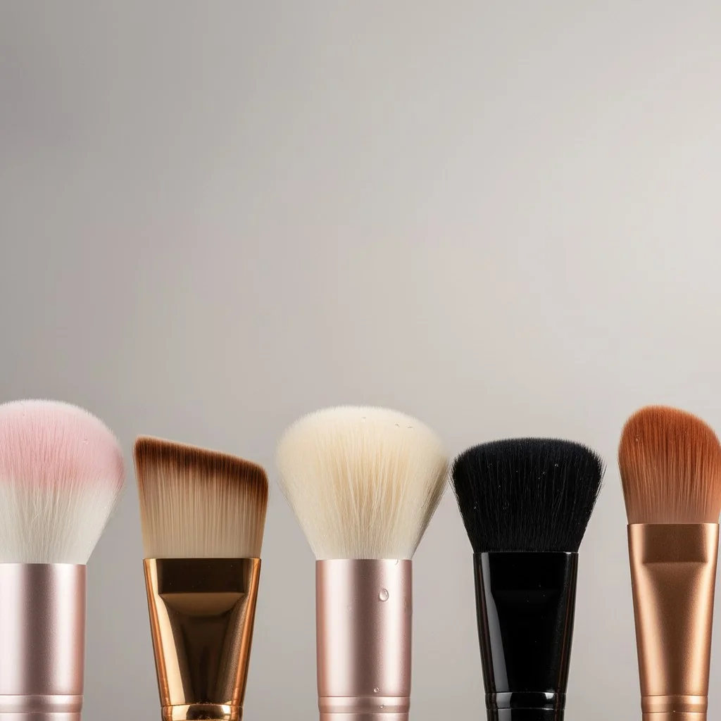 Close-up shot of different synthetic brush tips, showing their texture and quality.