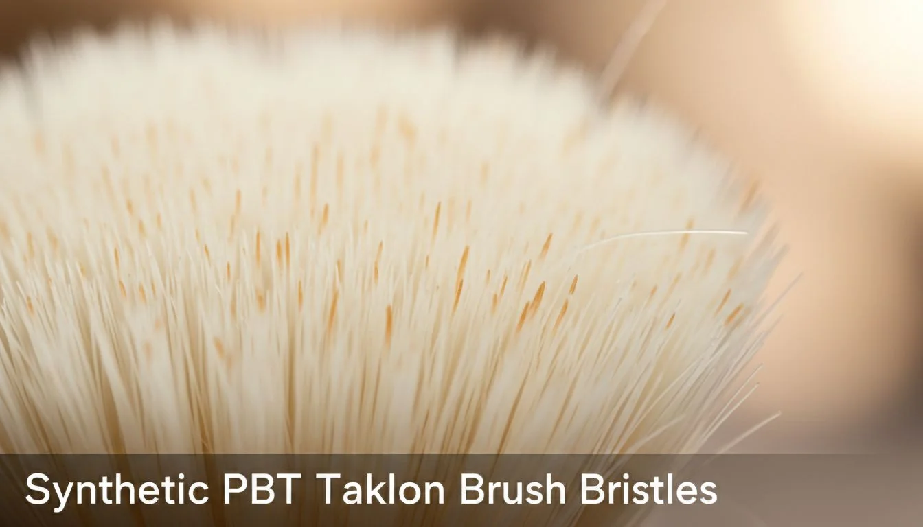 Close-up shot of synthetic brush bristles showing their fine, tapered tips.