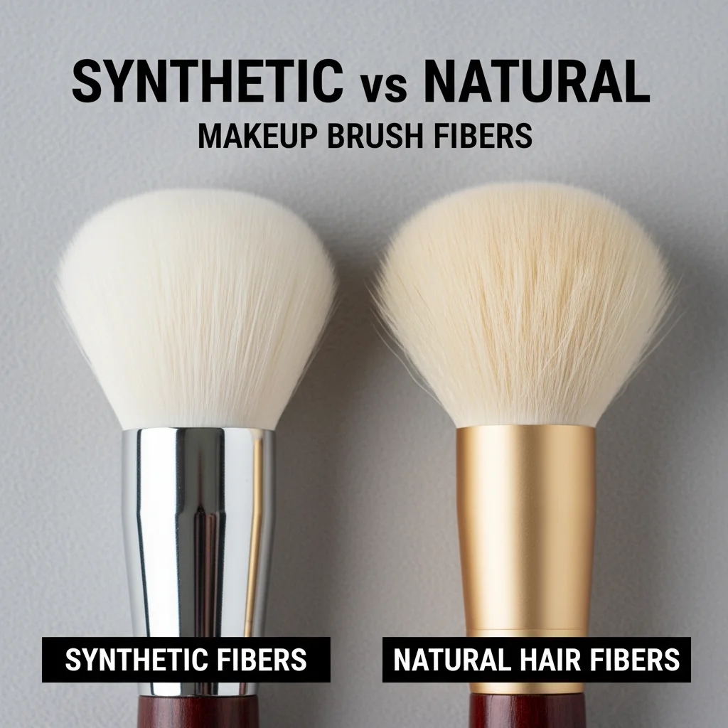 A close-up, side-by-side comparison of a synthetic brush head and a natural hair brush head.