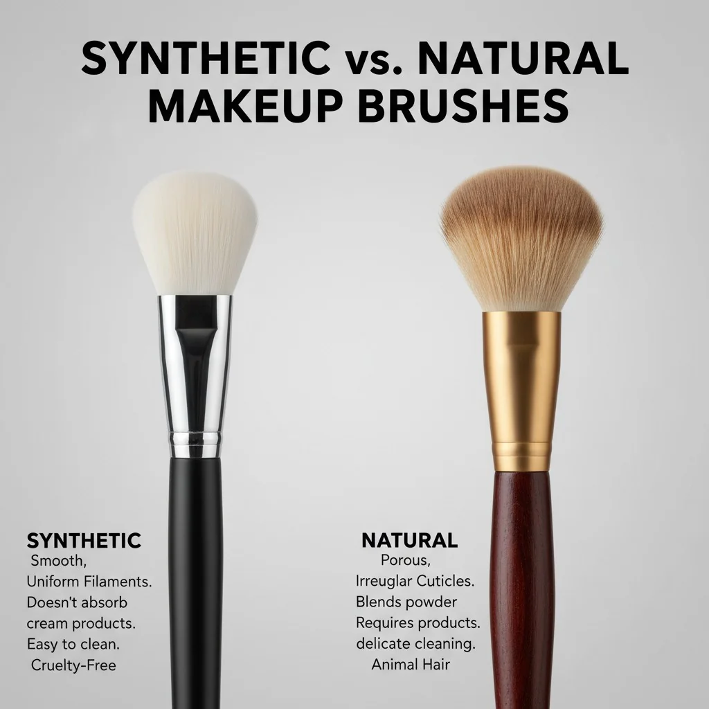 Side-by-side comparison of a synthetic brush and a natural hair brush.