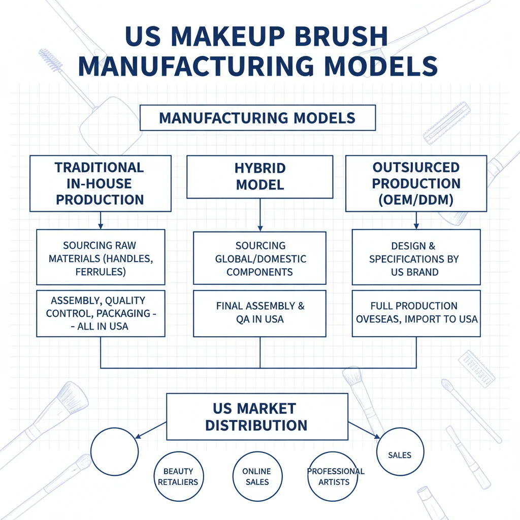 Diagram showing the different models of US makeup brush manufacturing