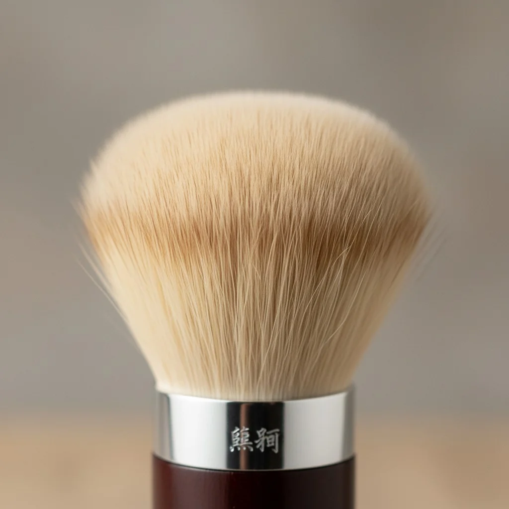 Close-up shot of the uncut tips of a Japanese powder brush.