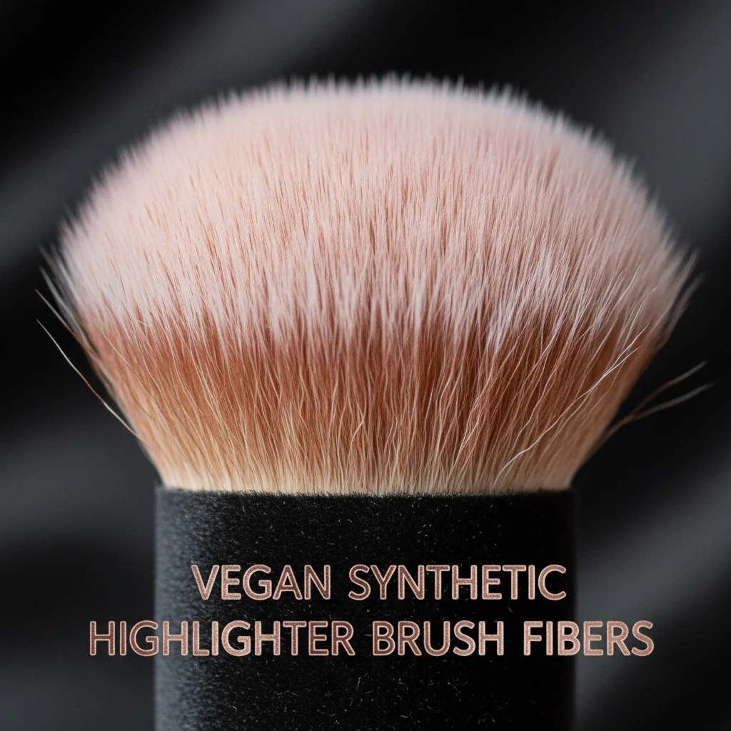 A close-up shot of vegan synthetic brush fibers showing their softness and density.
