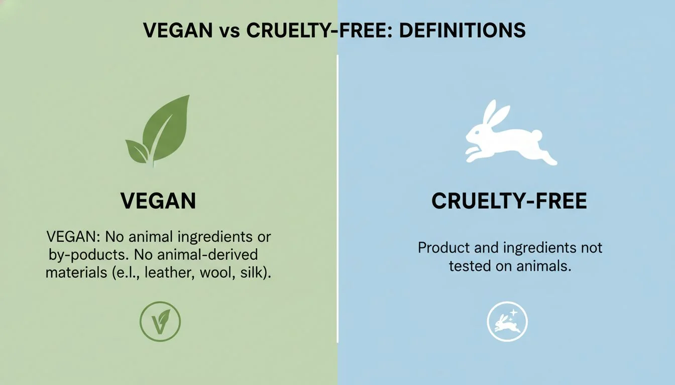 Icons for Vegan and Cruelty-Free (Leaping Bunny) side-by-side for comparison