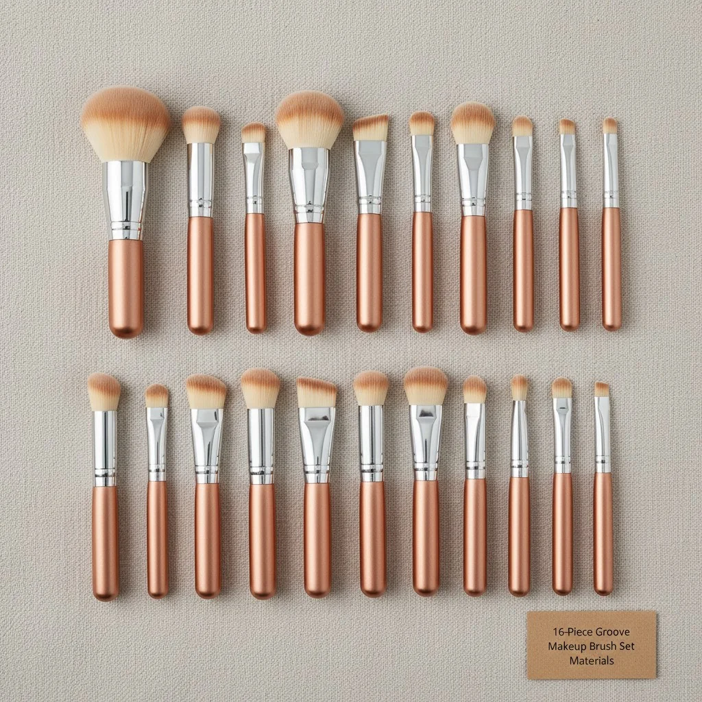 Featured image for 16pcs groove makeup brush set Material?